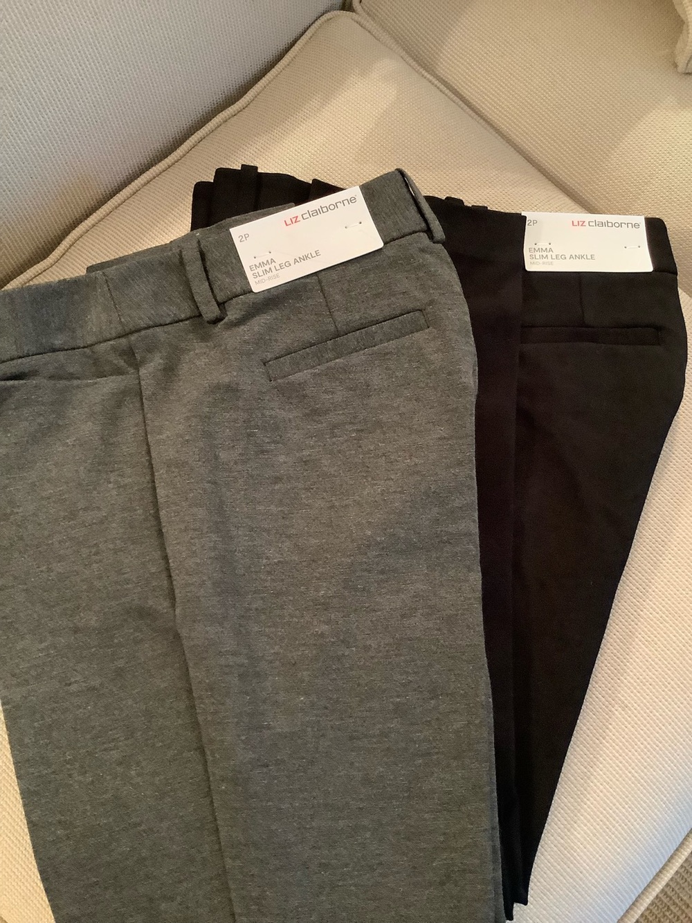 Liz Claiborne Slim Straight Ankle Pants in Gray and Black